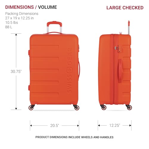 SwissGear 7366 Signature Hardside Expandable Luggage with Spinner Wheels, TSA Lock, Cup - Holder, Orange, 2 - Piece Set (19/27)
