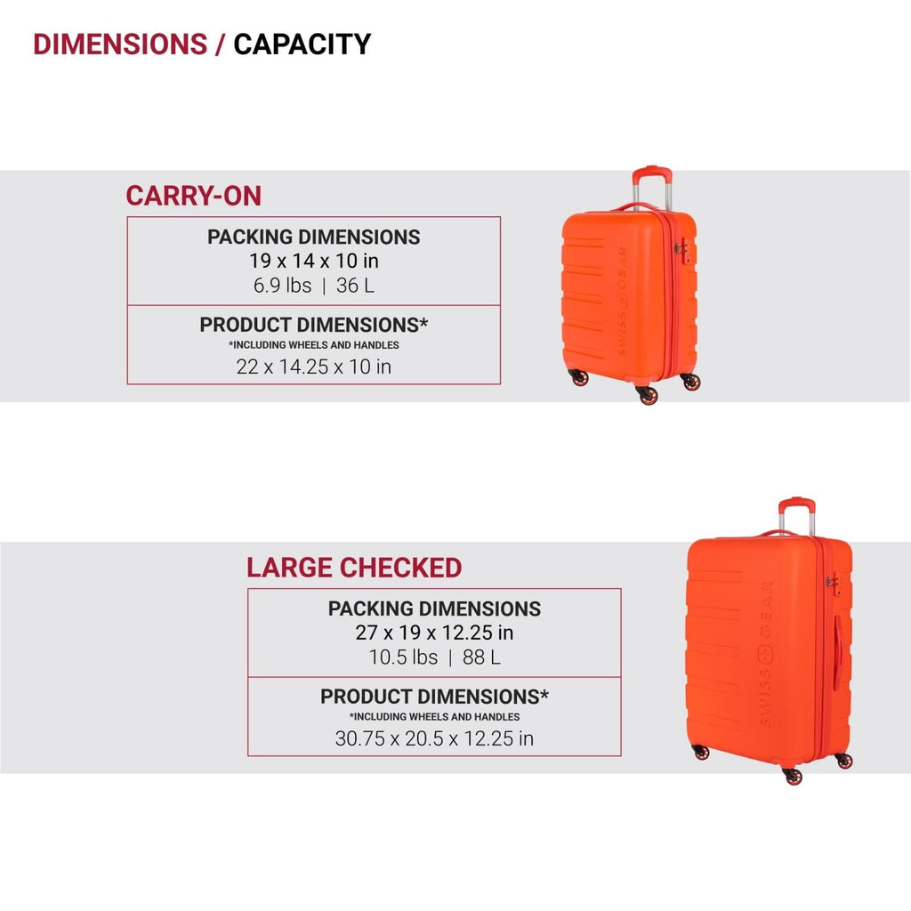 SwissGear 7366 Signature Hardside Expandable Luggage with Spinner Wheels, TSA Lock, Cup - Holder, Orange, 2 - Piece Set (19/27)
