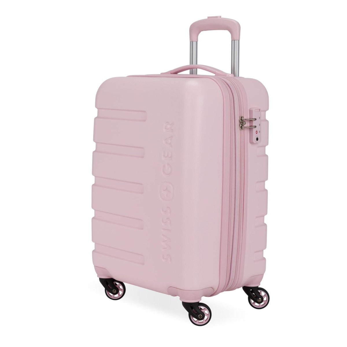 SwissGear 7366 Signature Hardside Expandable Luggage with Spinner Wheels, TSA Lock, Cup-Holder, Pink, Carry-On 19-Inch