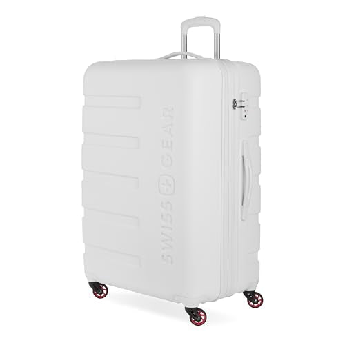 SwissGear 7366 Signature Hardside Expandable Luggage with Spinner Wheels, TSA Lock, White, Checked-Large 27-Inch