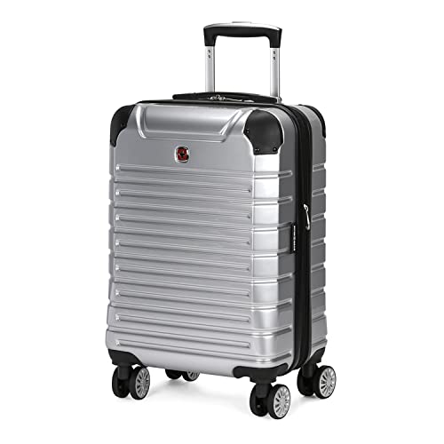 SwissGear 7782 Hardside Expandable Luggage with Spinner Wheels, Silver, Carry-On 19-Inch