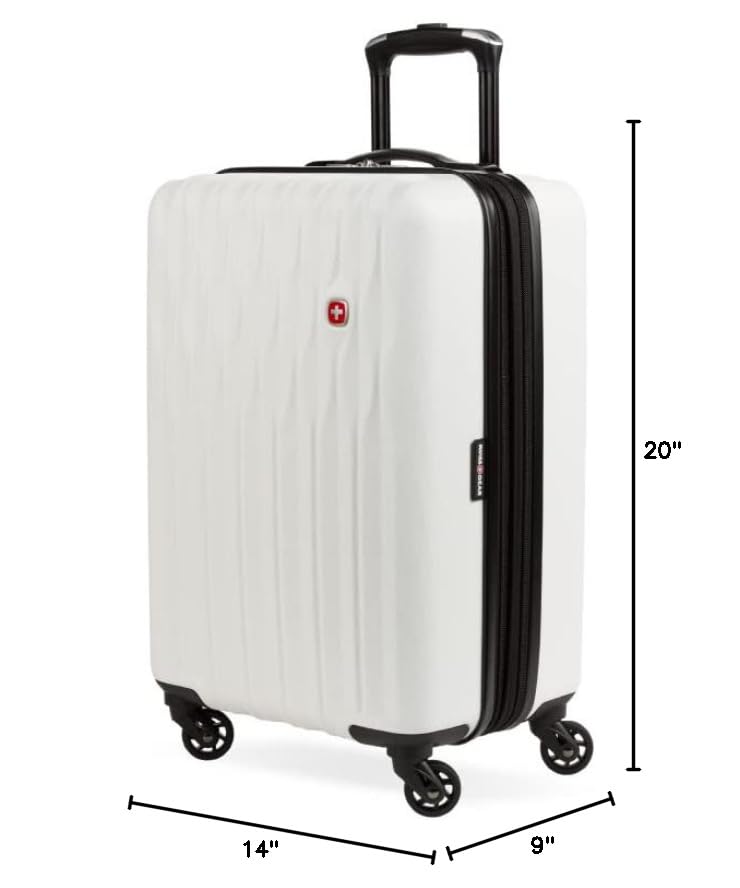 SwissGear 8018 Hardside Expandable Luggage with Spinner Wheels, White, Carry - On 20 - Inch