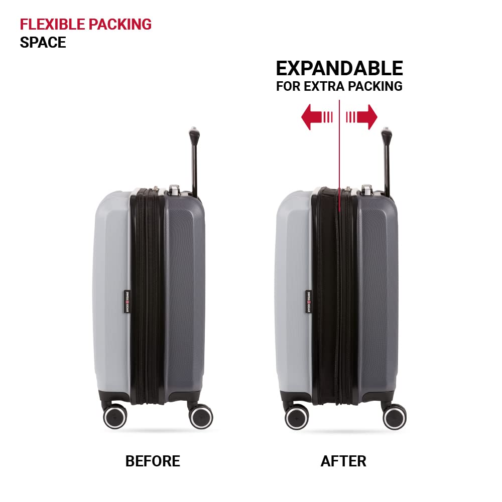 SwissGear Duet Expandable Luggage, Hard Shell Carry - On Luggage with Spinner Wheels