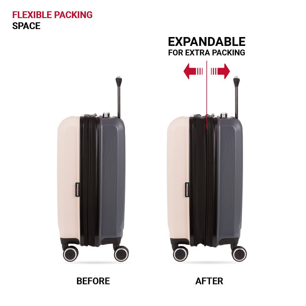 SwissGear Duet Expandable Luggage Set, 3 - Piece Hardside Luggage Set with Spinner Wheels