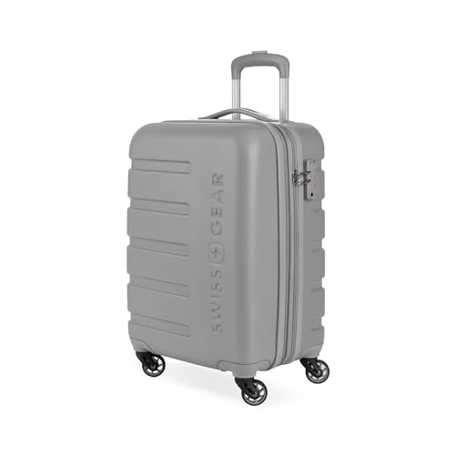 SWISSGEAR Signature Hardside Expandable Carry-On Spinner Luggage, ABS Construction, TSA-Friendly Lock, and Built-In Cupholder, Grey, 19-Inch
