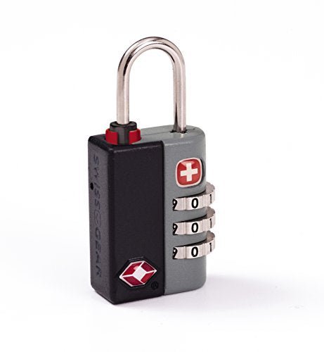 SwissGear TSA-Approved Travel Sentry Combination Luggage Lock with Resettable Combo and Inspection Indicator, Black, One Size