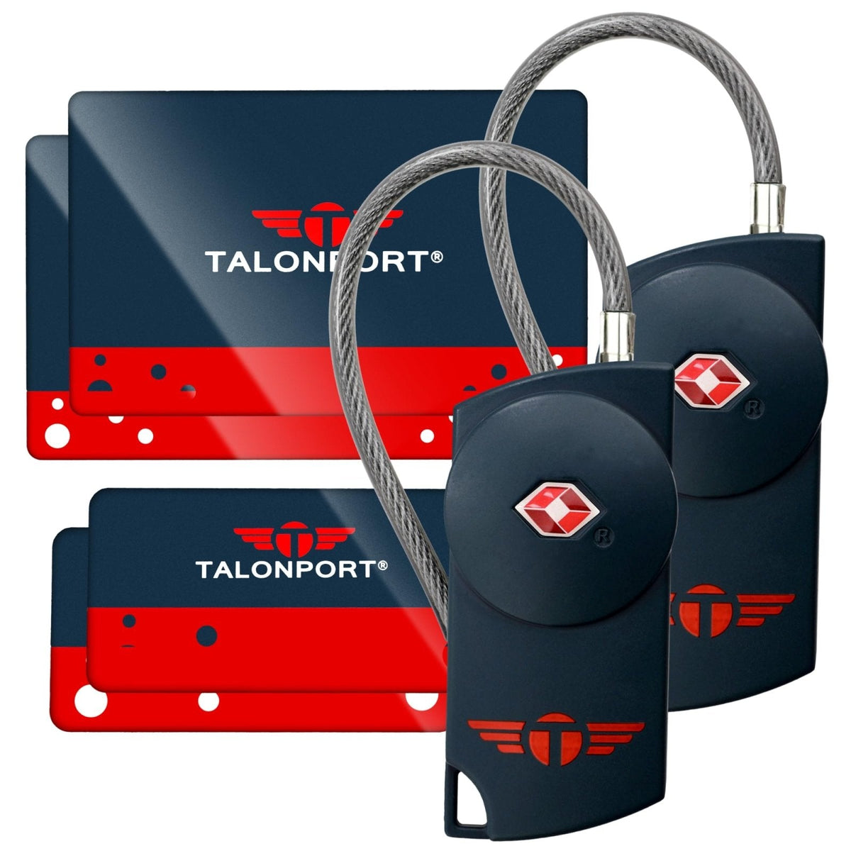 Talonport Keyless Luggage Locks TSA Approved, No Combination Needed, Lifetime Card Keys, Durable Metal Suitcase Lock for Travel Essentials & Checked Bags (Blue) (2 Pack)