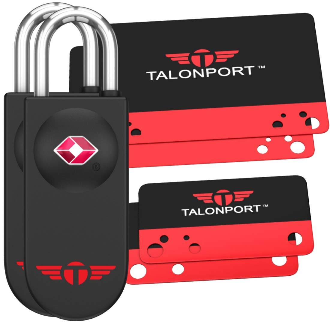 Talonport TSA Locks for Luggage – Keyless Luggage Locks TSA Approved, No Combination Needed, Lifetime Card Keys, Durable Metal Suitcase Lock for Travel Essentials & Checked Bags (Black, Two Pack)