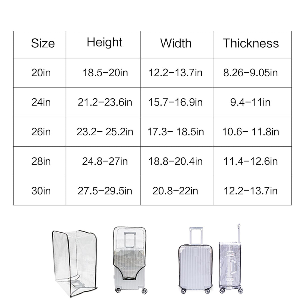 Tangaburu Clear Suitcase Cover - 20 24 26 28 30 Inch Waterproof PVC Suitcase Cover - Transparent Travel Suitcase Wrap - Protective Cover Case for Wheeled Luggage (20 - Inch)