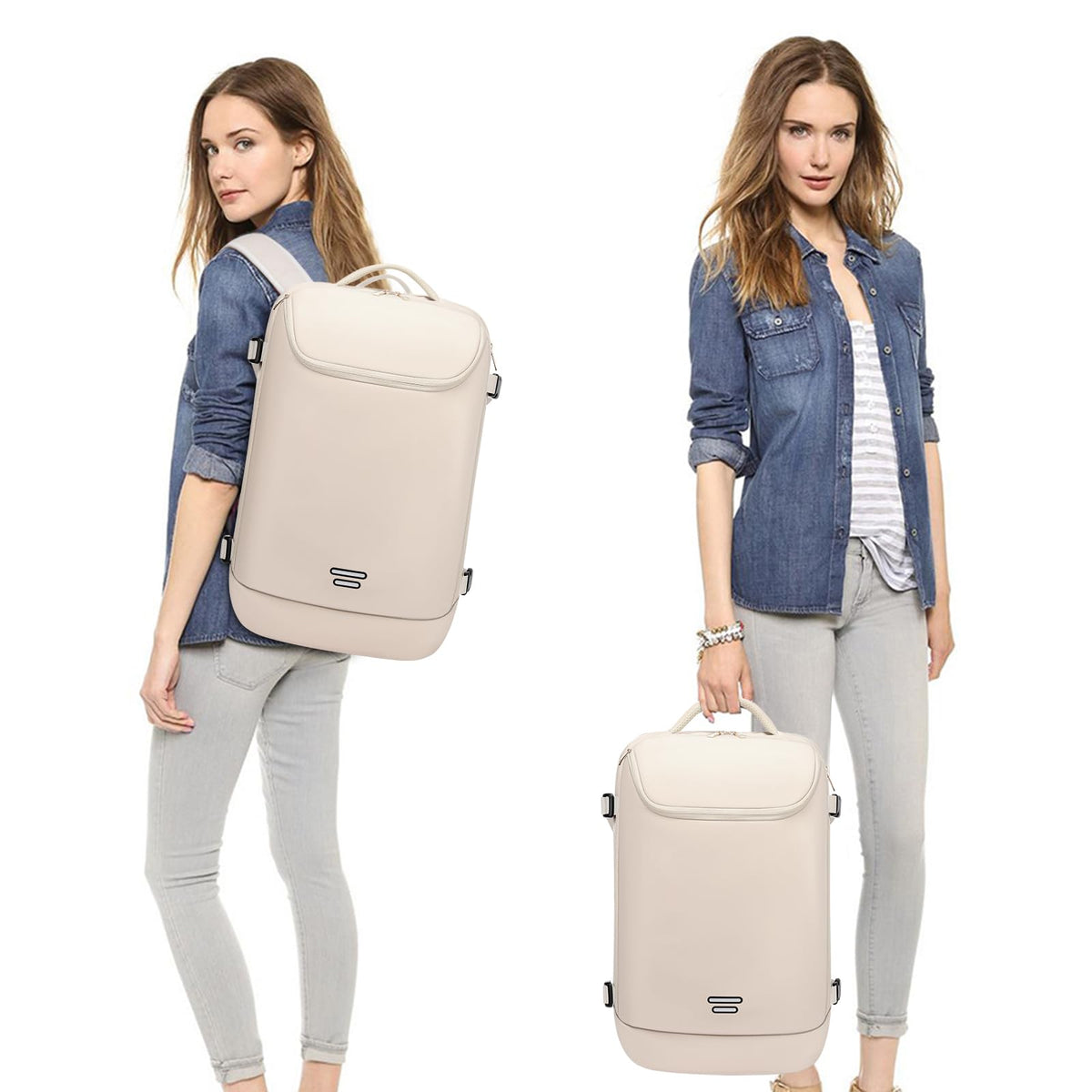 TANGCORLE Travel Backpack for Women, 50L Extra Large Capacity Backpack with USB Charging Port, Expandable 17.3 inch Laptop Backpack Mochila Flight Approved, Casual Daypack for Weekender,Beige