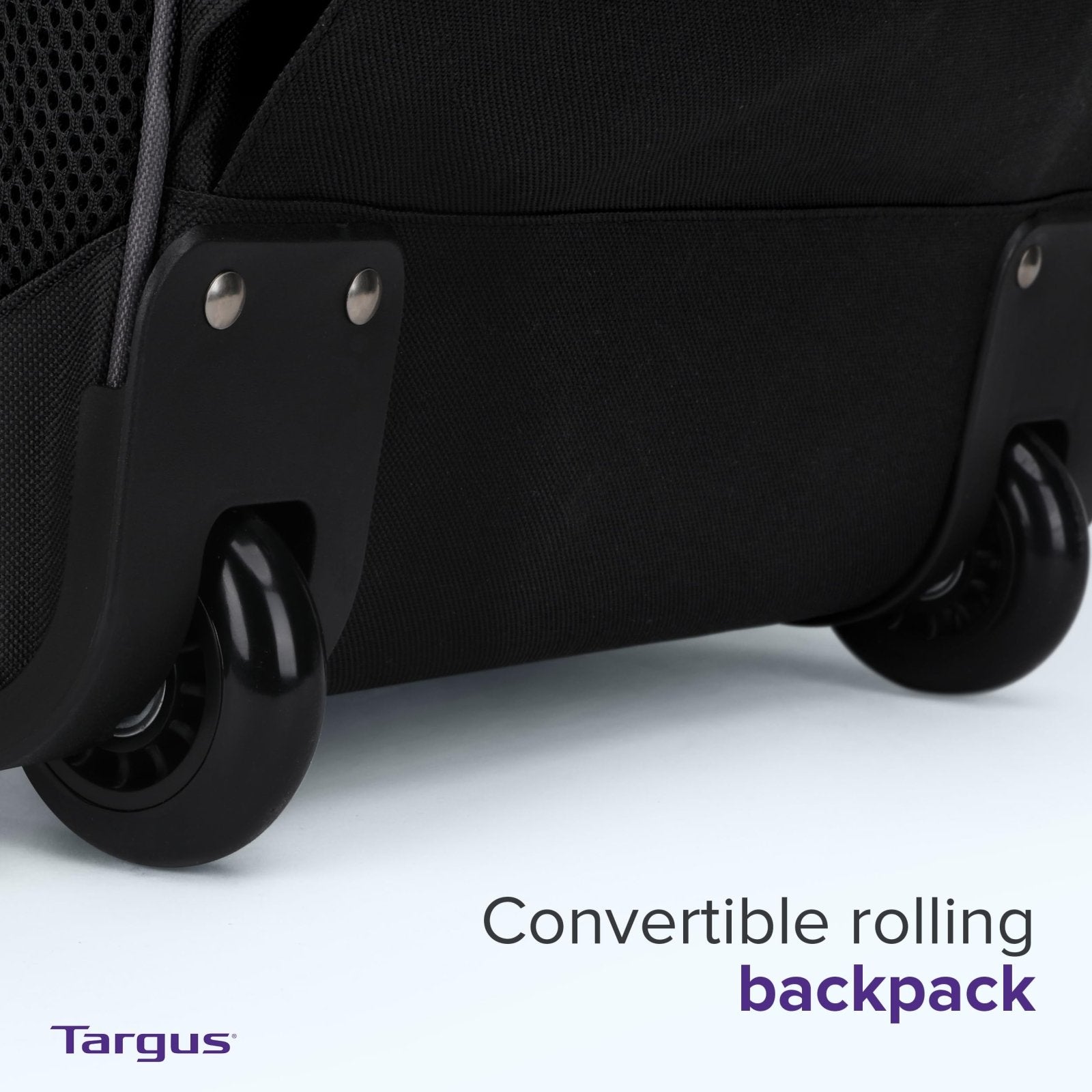 Targus 16 Inch Compact Rolling Backpack, Black - Wheeled Travel Bag with Removable Protective Laptop Sleeve, Fits Laptops Up to 16” and MacBook Pros up to 17” (TSB750US)