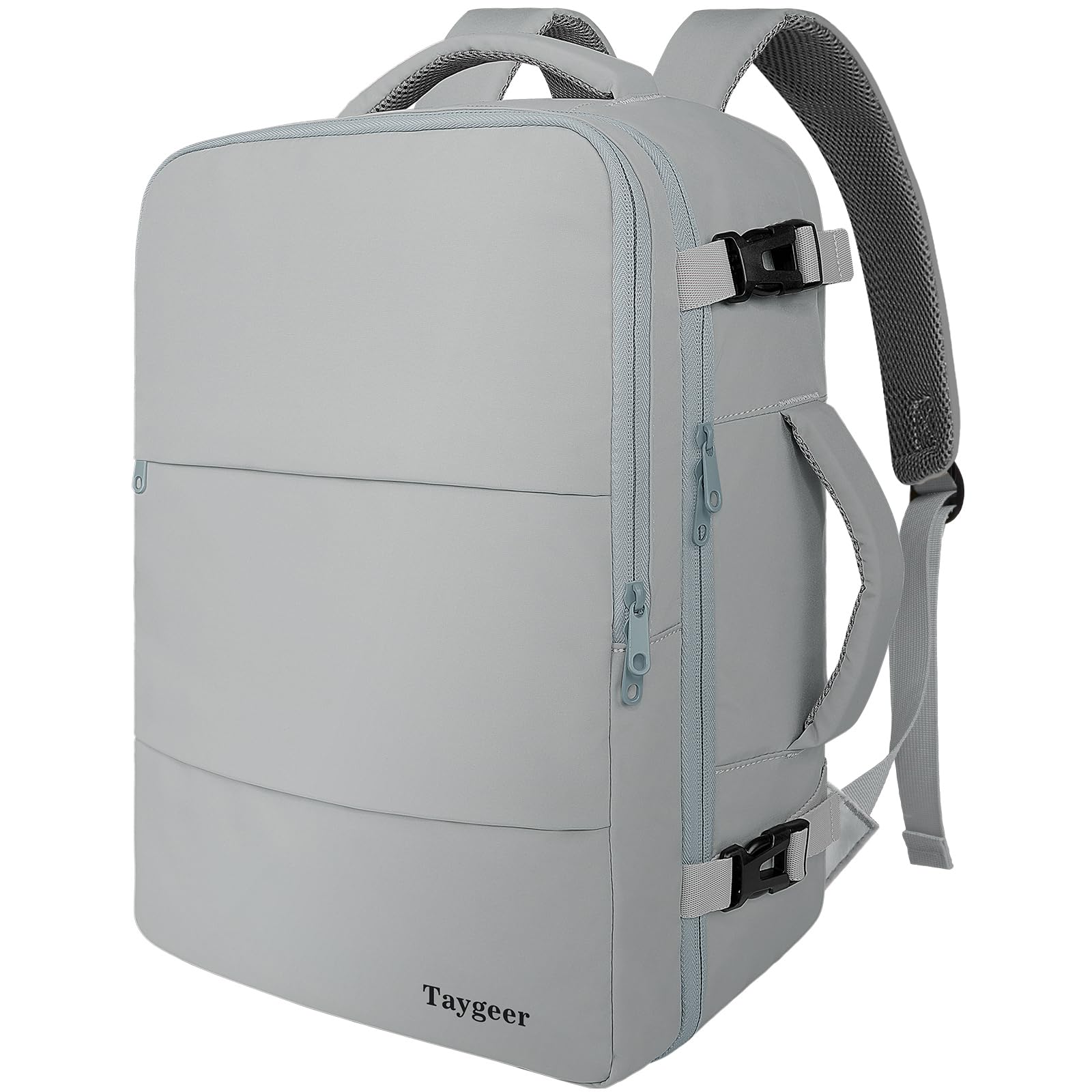 Taygeer Carry On Backpack for Men Women, Travel Backpack with Water Bottle Pocket & Shoe Pouch, Laptop Mochila 17.3inch Flight Approved, College Teacher Tote Bag for Business Travel, Grey