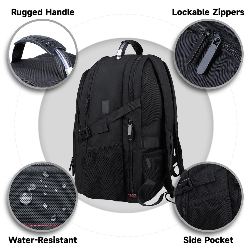 tazbuzo 50L Travel Backpack, Extra Large Backpack, Laptop Backpack for Men, big Backpack, Water Resistant TSA Approved Business Work College School Computer Bag with USB Port, Fits 17 Inch Laptops
