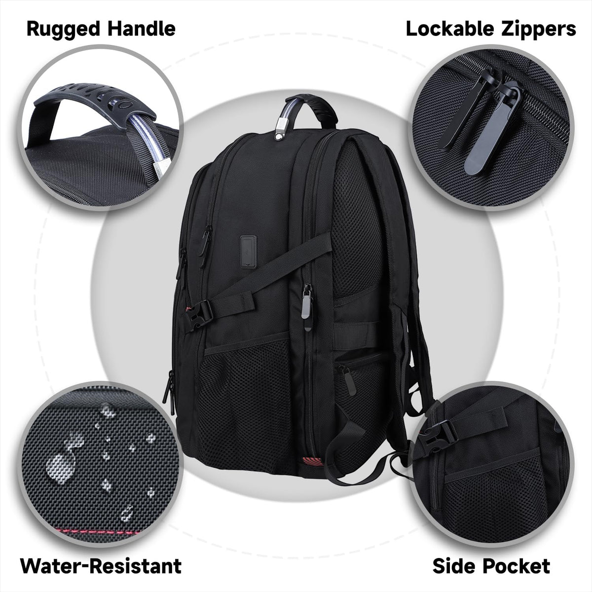 tazbuzo 50L Travel Backpack, Extra Large Backpack, Laptop Backpack for Men, big Backpack, Water Resistant TSA Approved Business Work College School Computer Bag with USB Port, Fits 17 Inch Laptops