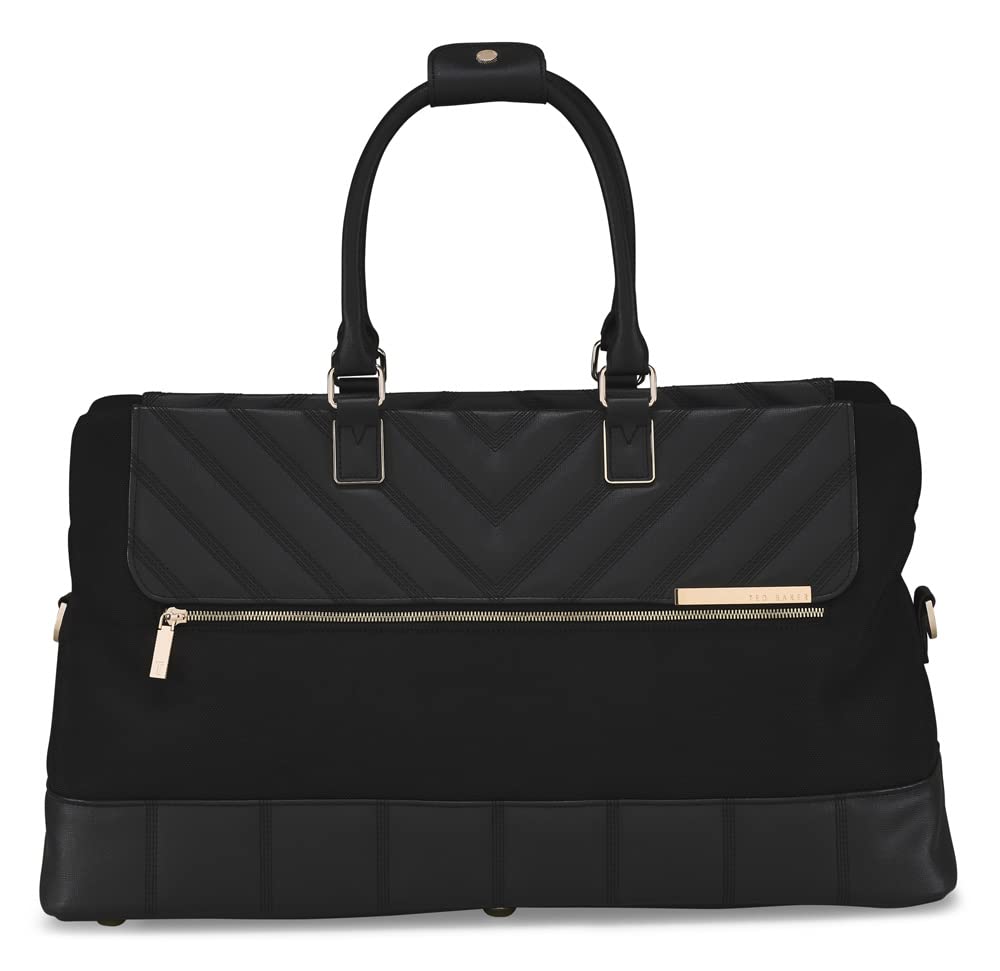 Ted Baker Albany Eco Softside Lightweight Fashion Spinner Luggage Suitcase (Small Duffel, Black)