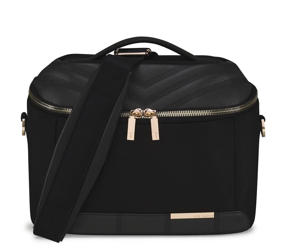 Ted Baker Albany Eco Softside Lightweight Fashion Spinner Luggage Suitcase (Vanity Case, Black)