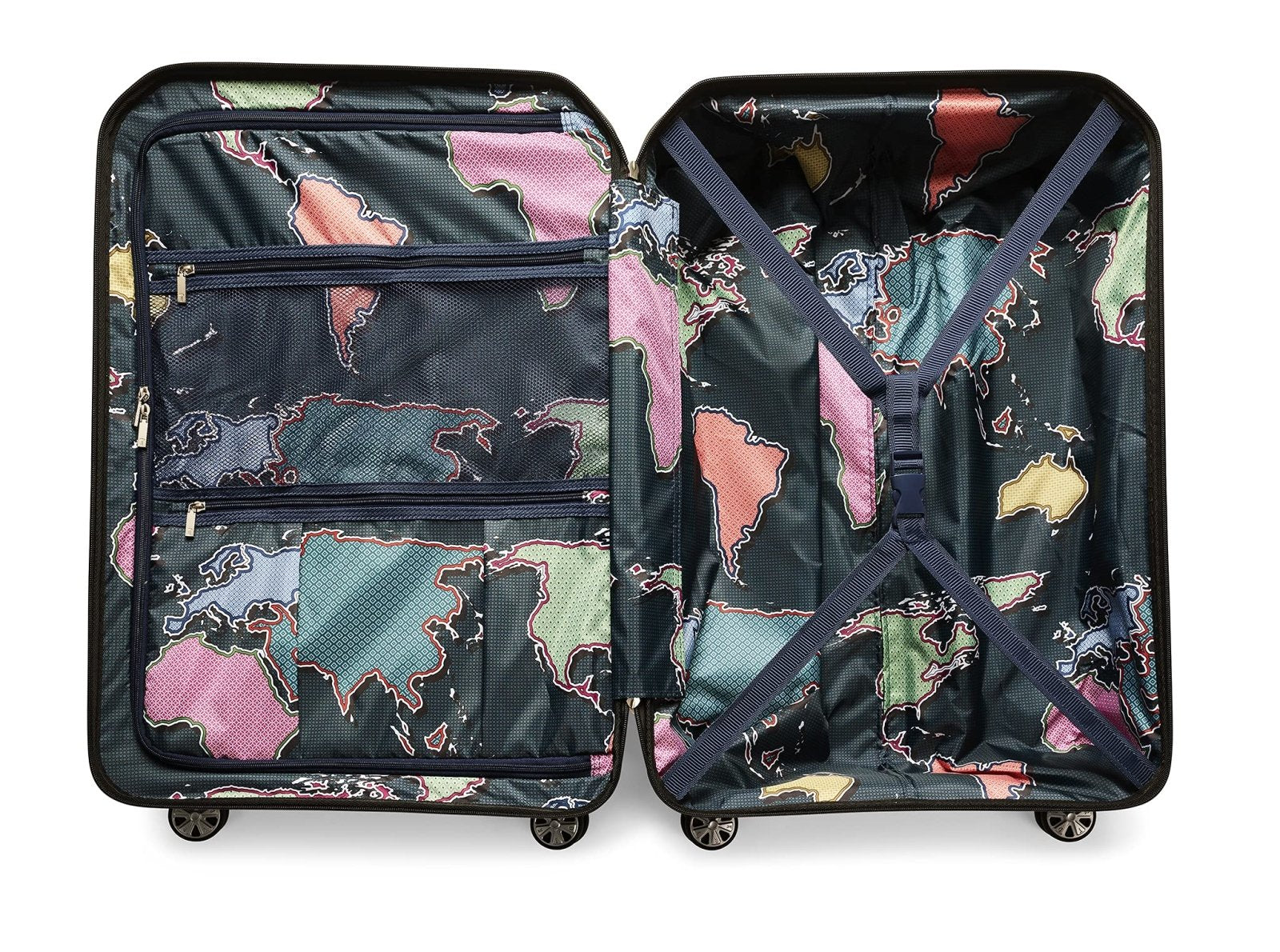 Ted Baker Flying Colours Hardside Trolley 4 Wheel Spinner, TSA Lock, Lightweight Suitcase, Men and Women (Baltic Blue, 25 - Inch Checked - Medium)