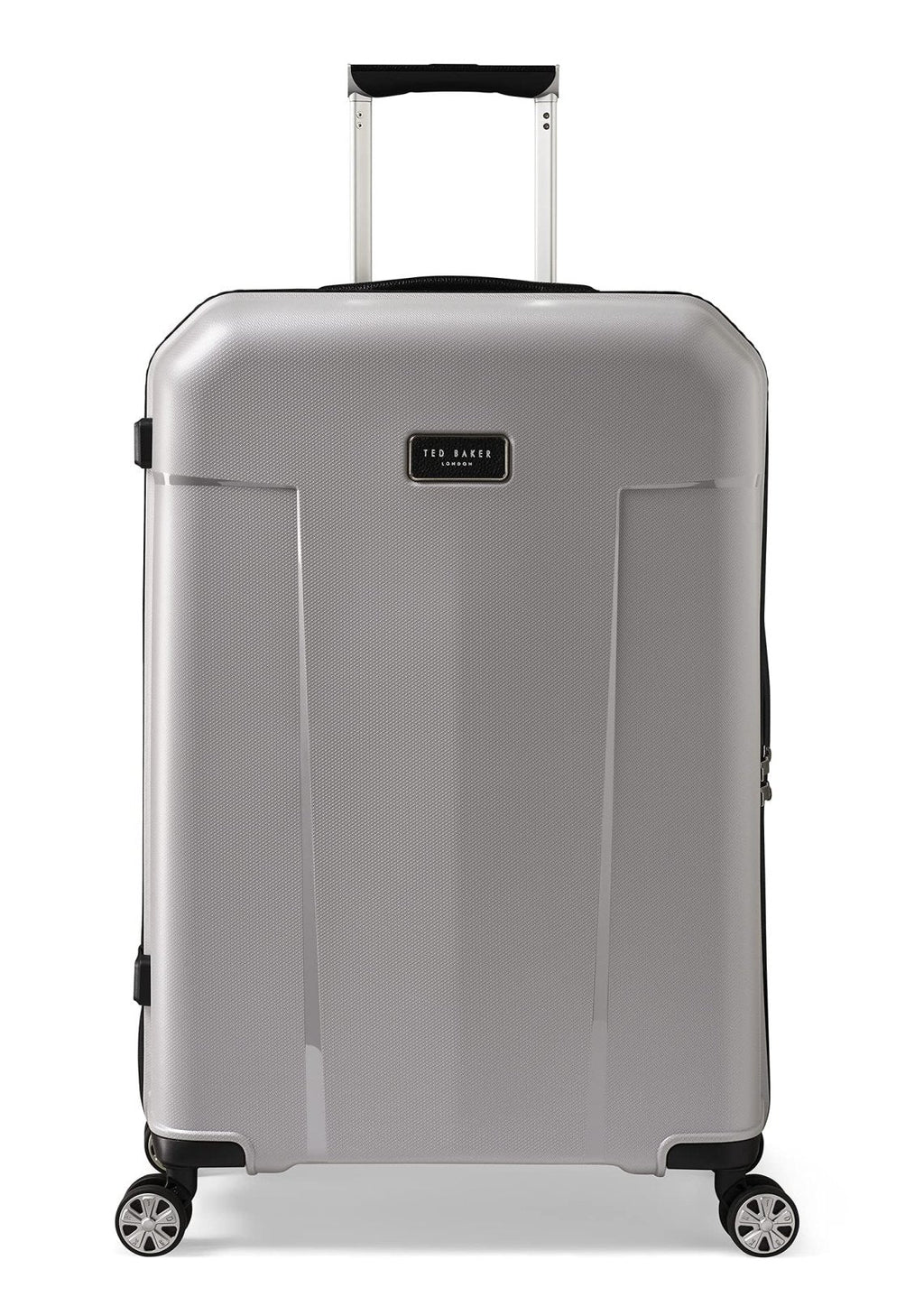 Ted Baker Flying Colours Hardside Trolley 4 Wheel Spinner, TSA Lock, Lightweight Suitcase, Men and Women (Frost Grey, 25-Inch Checked-Medium)