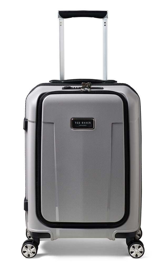 Ted Baker Flying Colours Hardside Trolley 4 Wheel Spinner, TSA Lock, Lightweight Suitcase, Men and Women (Frost Grey, Business Trolley)