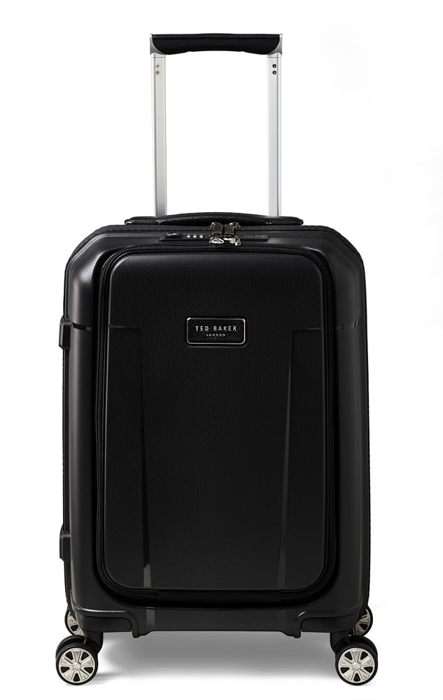 Ted Baker Flying Colours Hardside Trolley 4 Wheel Spinner, TSA Lock, Lightweight Suitcase, Men and Women (Jet Black, Business Trolley)