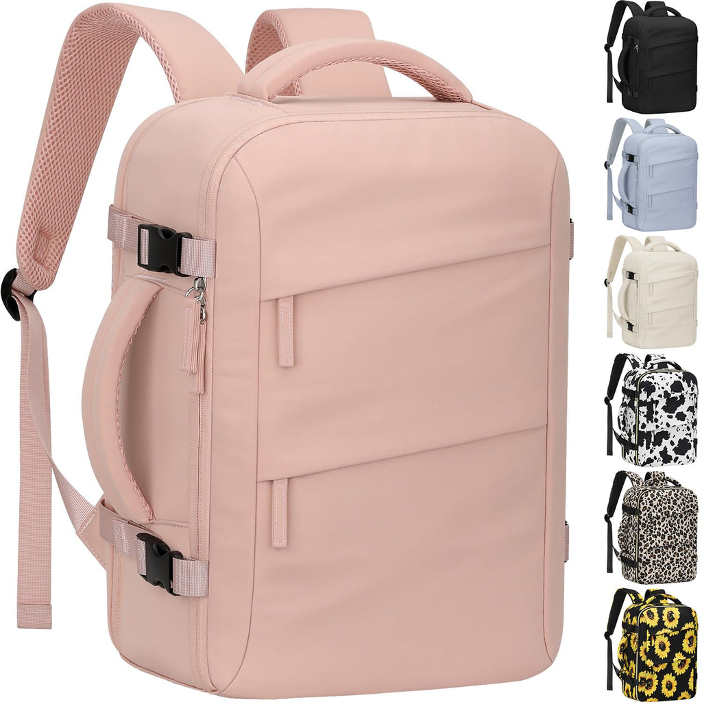 Tenot Carry on Backpack for Women TSA Approved 15.6 Inch Travel Laptop Backpack for Women Travel Essentials Womens Travel Backpack Suitcase Pink