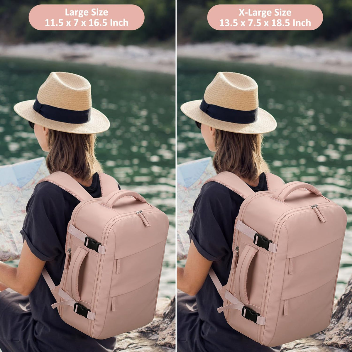 Tenot Carry on Backpack for Women TSA Approved 15.6 Inch Travel Laptop Backpack for Women Travel Essentials Womens Travel Backpack Suitcase Pink