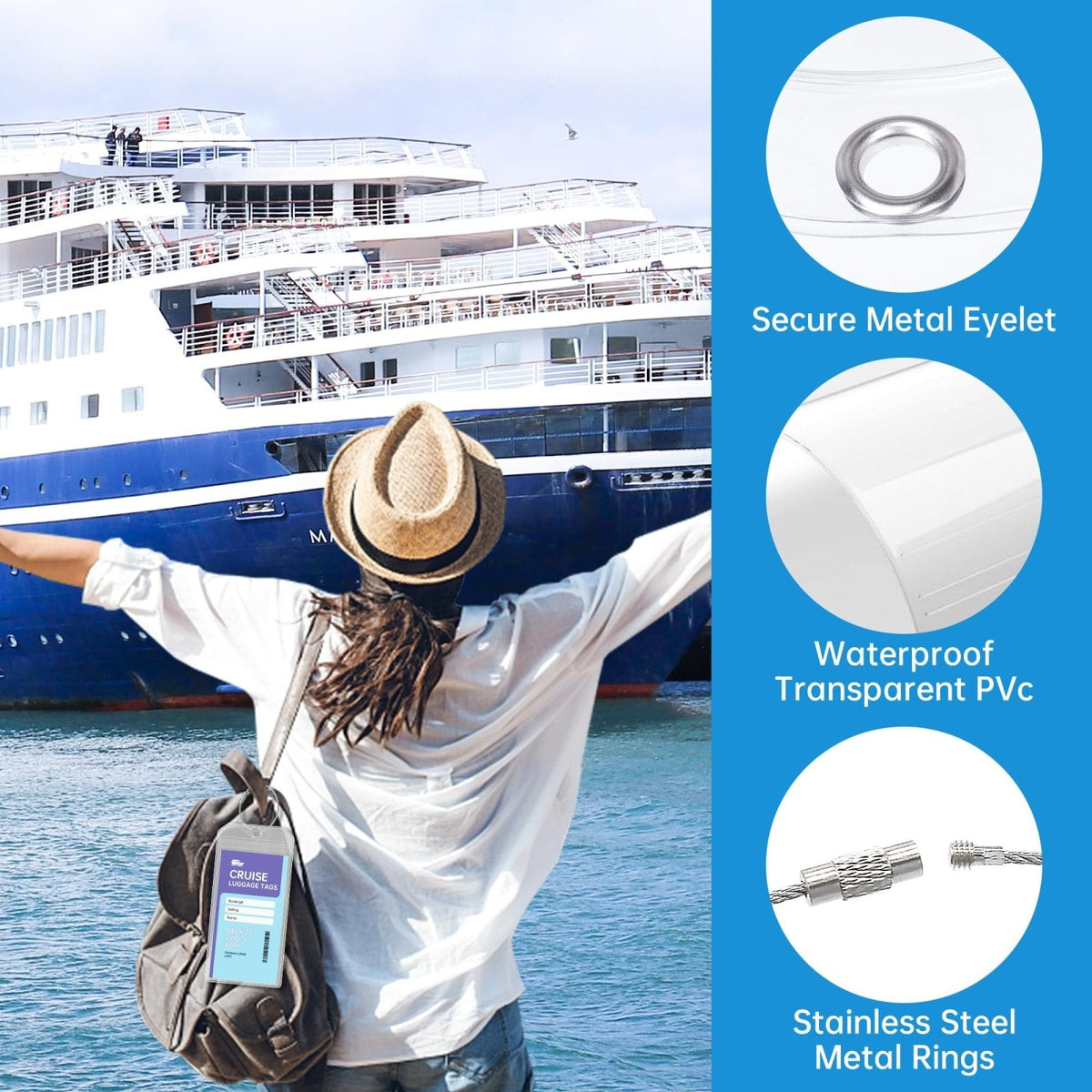 Teskyer Luggage Tags for Cruise Ships, Carnival Cruise Luggage Tag Holder, Cruise Ship Essentials, Clear Luggage Tags for All Cruise Lines, 3 Pack