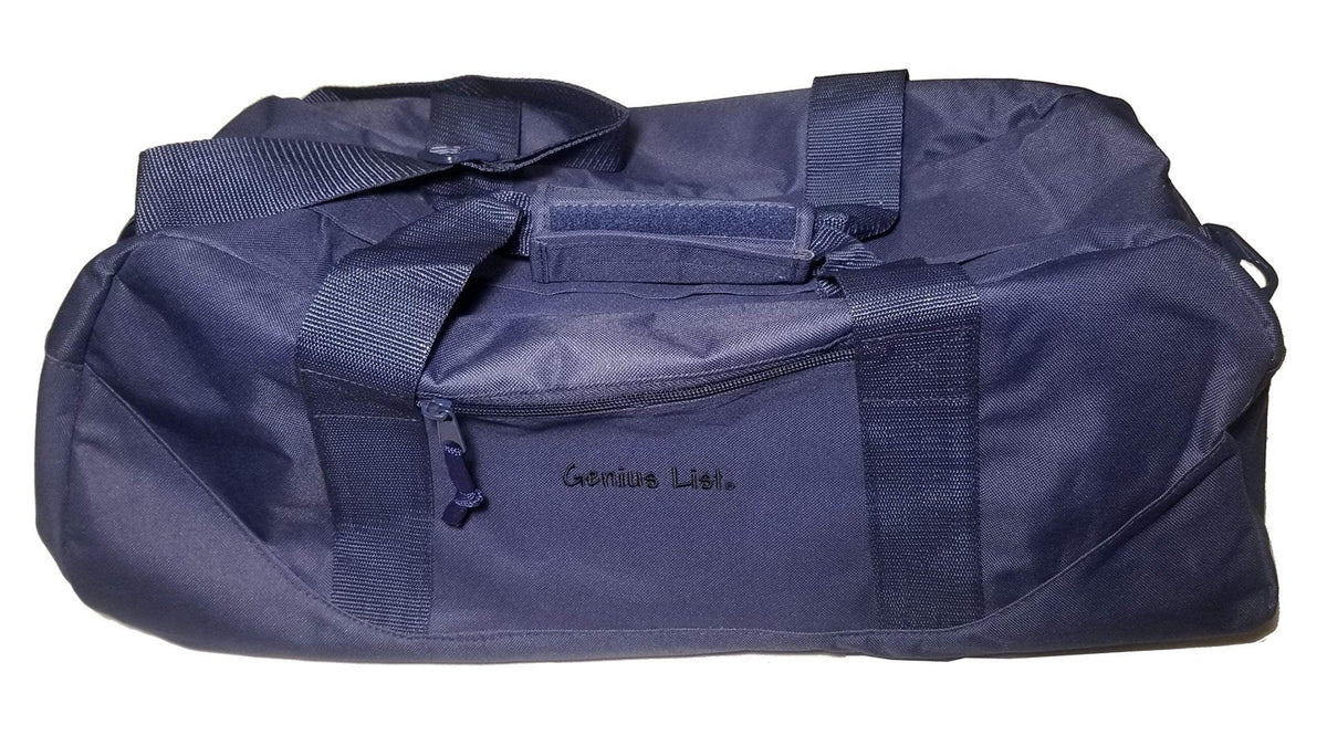 The Genius List Navy Blue and Black Duffel
