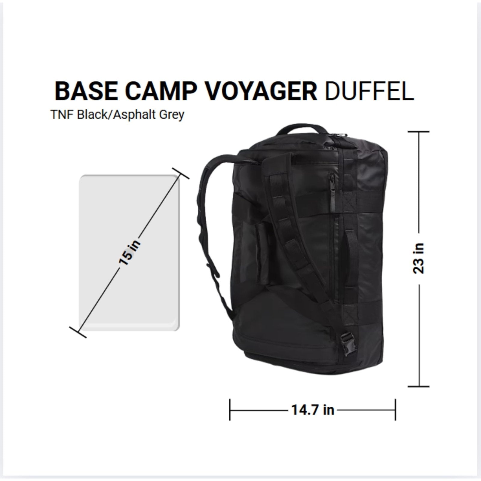 THE NORTH FACE Base Camp Voyager Duffel—42L - PFAS Free, TNF Black/TNF White - NPF, One Size