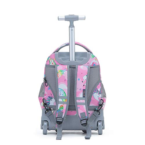 Tilami Rolling Backpack 16 Inch School College Travel Carry-on Backpack Boys Girls (Mermaid Unicorn)