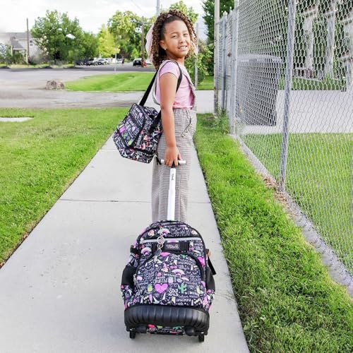 Tilami Rolling Backpack 18 inch Wheeled Backpack School College Student Travel Trip Boys and Girls