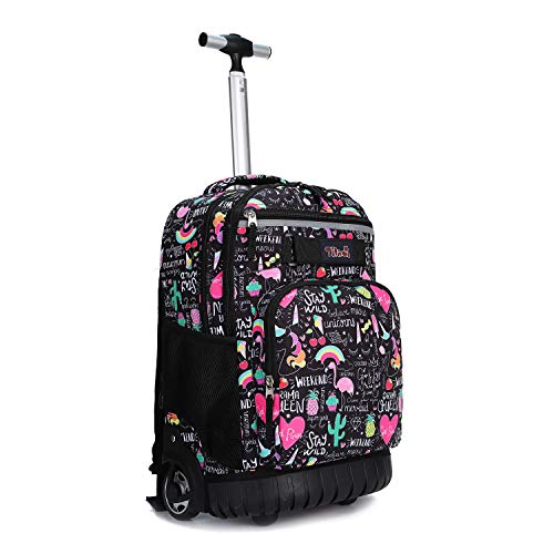 Tilami Rolling Backpack 18 inch Wheeled Backpack School College Student Travel Trip Boys and Girls