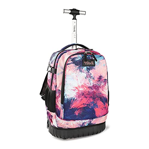 Tilami Rolling Backpack 19 inch Wheeled Cute LAPTOP Boys Girls Travel School Student Trip (Pink)