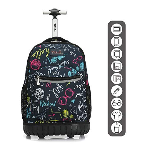 Tilami Rolling Backpack 19 inch Wheeled LAPTOP Boys Girls Travel School Student Trip, weekend