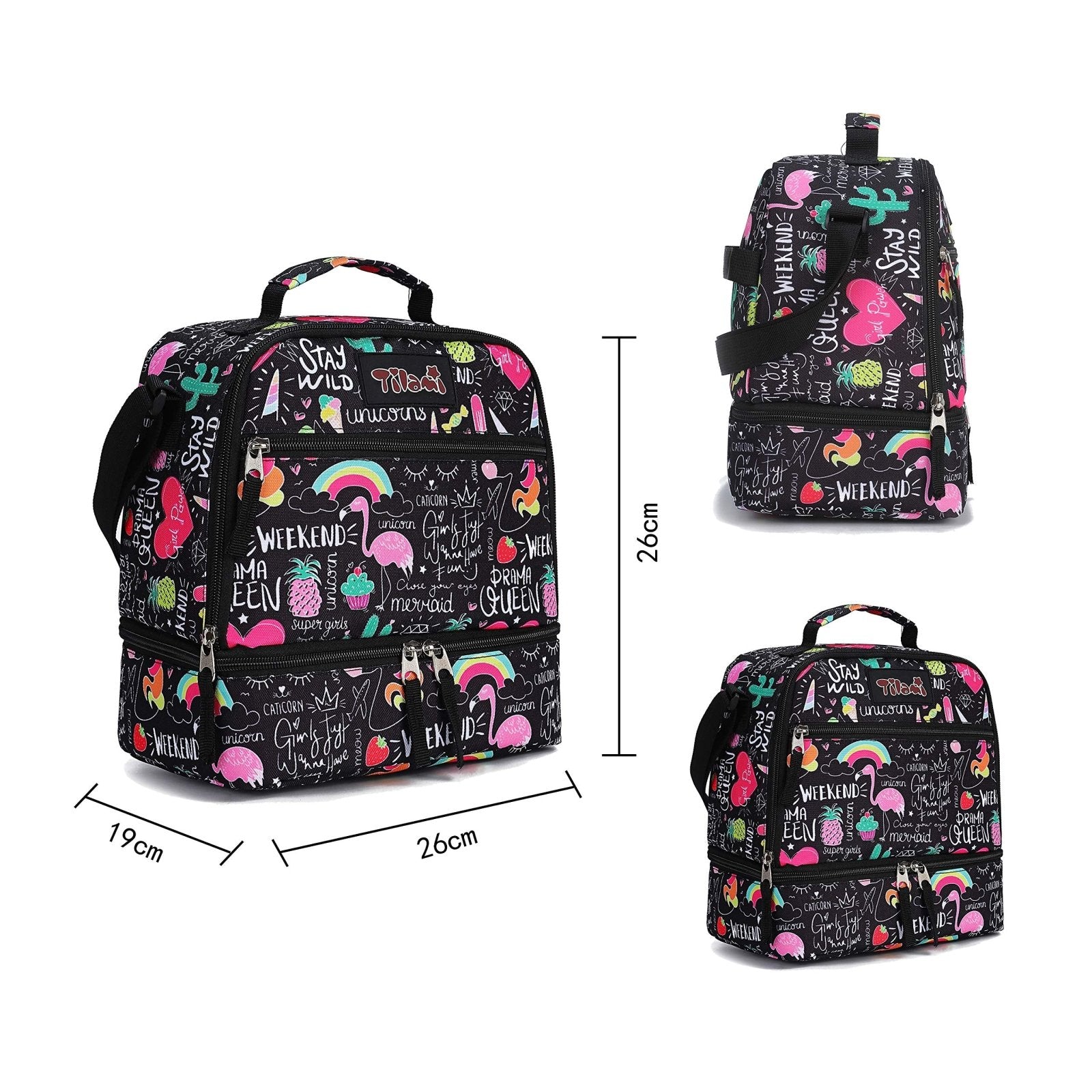 Tilami Rolling Backpack 19 inch with Lunch Bag Wheeled Laptop Backpack, Ins