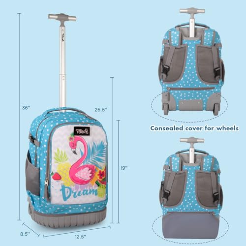 Tilami Rolling Backpack for Kids 18 inch Boys and Girls Laptop Backpack,Blue