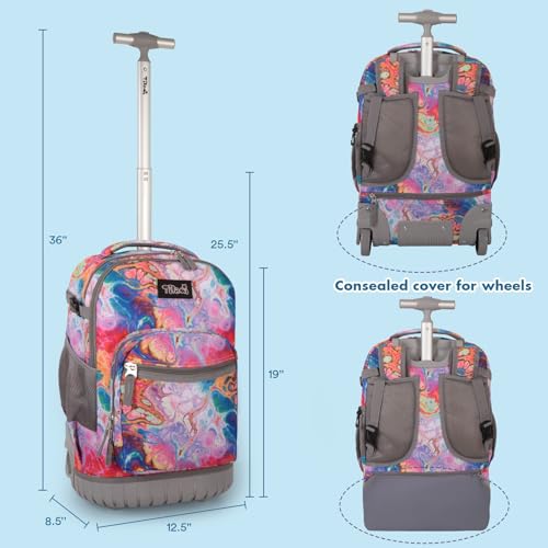 Tilami Rolling Backpack for Kids 18 inch Boys and Girls Laptop Backpack,Dream