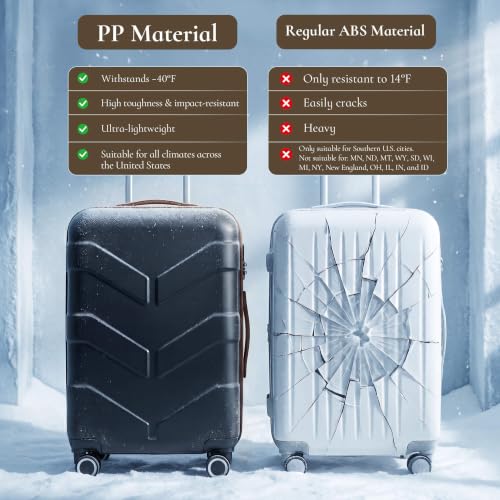TILYMOL Expandable Luggage Sets 3 Piece, PP Hardside Suitcase Set with TSA