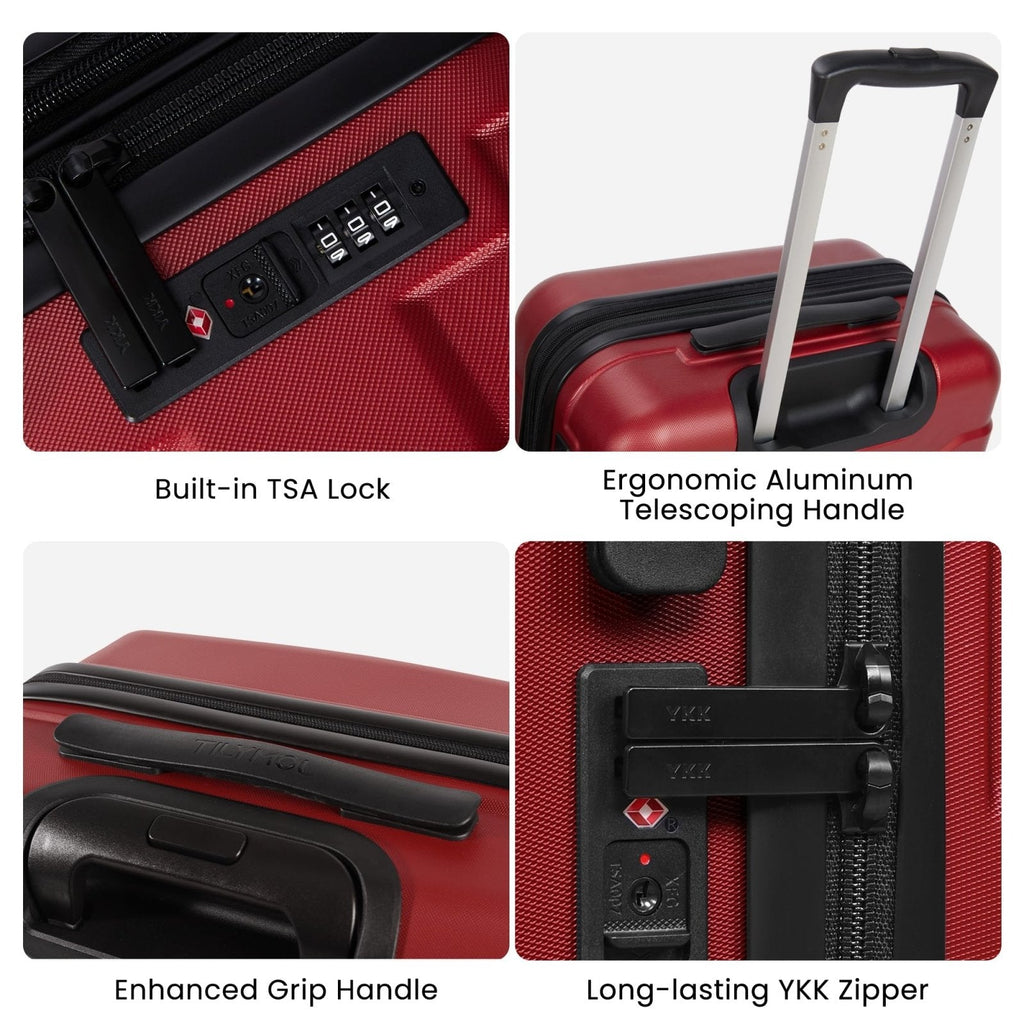 TILYMOL Hardside Carry On Luggage 22x14x9 Airline Approved with Spinner Wheels, Lightweight 20 - inch Carry - On Suitcase for Men & Women, Red