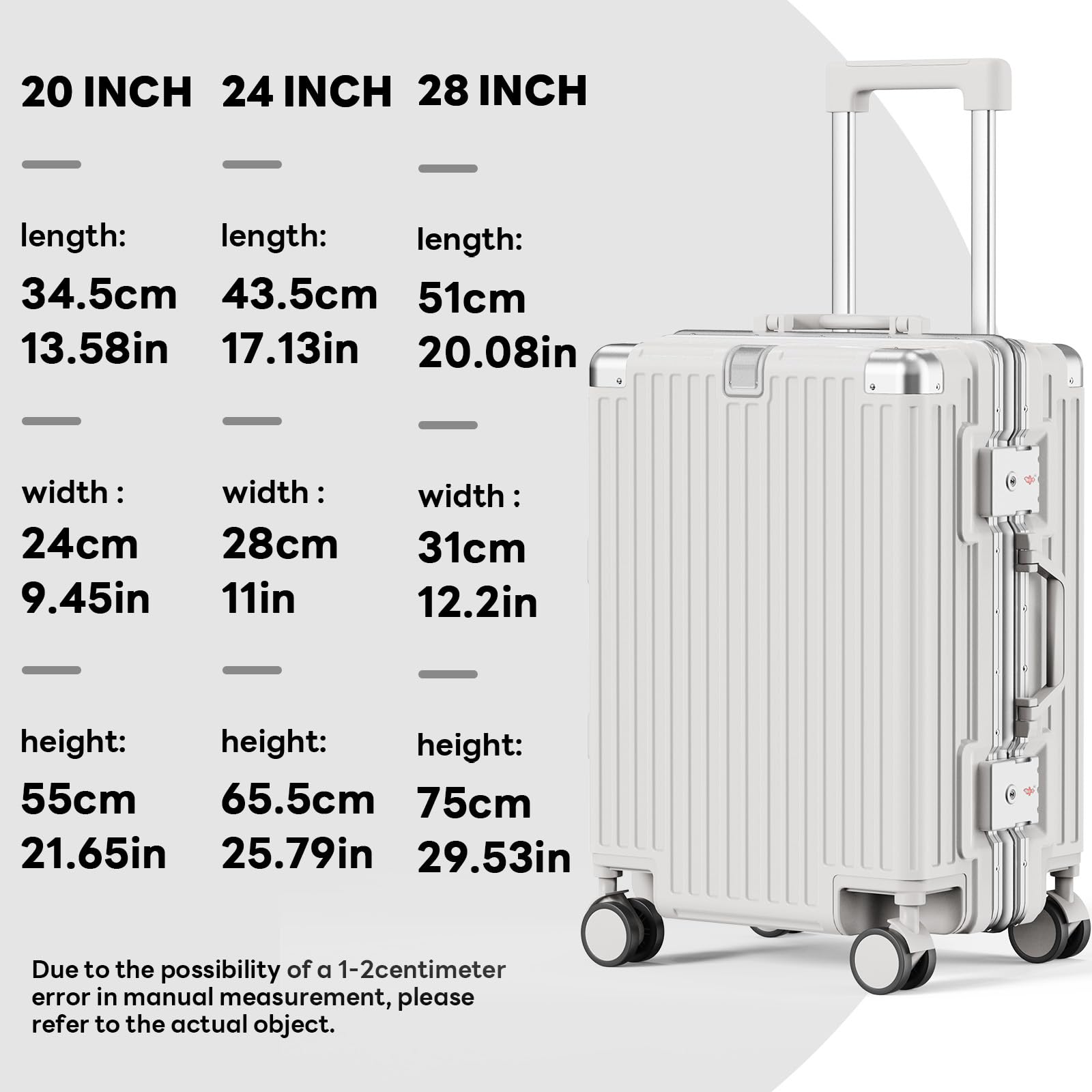 TIYFIY 20 Inch Carry On Luggage, Zipperless Aluminum Frame PC Hardside Suitcase with Cup Holder & Charger, Airline Approved TSA Lock & 360° Spinner Wheels for Business Weekend Trip
