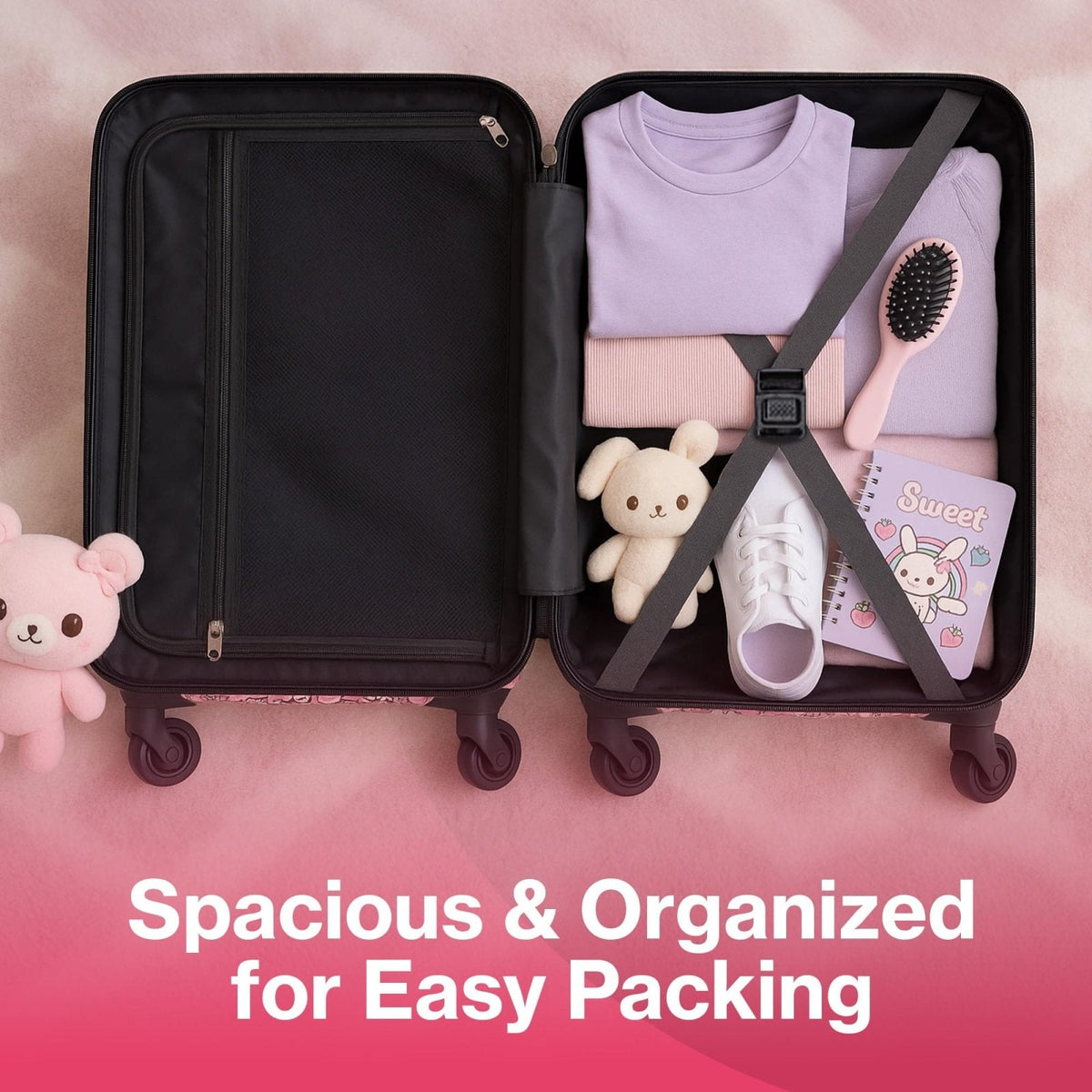 tokidoki - Y2Kawaii Carry - On Luggage - Hard Shell Carry - Suitcase - Suits US - Based & International Airline Case - Travel Suitcase - Double Spinner Wheels - Mounted Side - Top Handle - 22x14x9 In