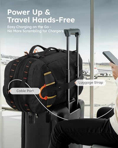 Tolaccea Travel Backpack for Men Women, 40L - 50L Carry On Backpack with Wet Dry Compartment, Flight Approved Laptop Daypack Fits 15.6", Convertible Expandable Large Rucksack Duffel Bag for Work Travel