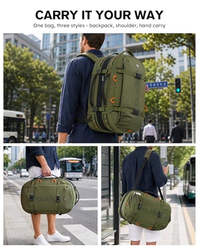 Tolaccea Travel Laptop Backpack for Men Women, 40L-50L Expandable Carry On Backpack with Wet Dry Compartment, TSA Approved Daypack Fits 16 Inch Laptop, Convertible Rucksack Duffel Bag for Work Travel