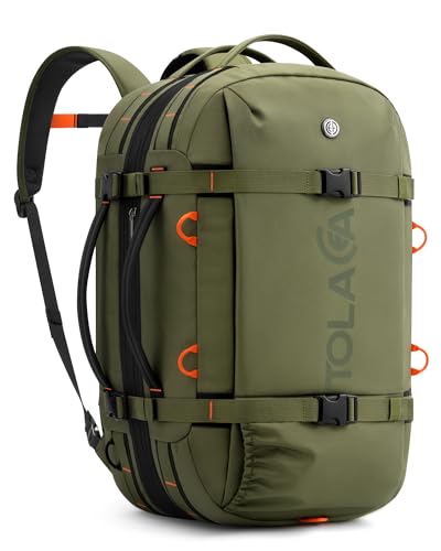 Tolaccea Travel Laptop Backpack for Men Women, 40L-50L Expandable Carry On Backpack with Wet Dry Compartment, TSA Approved Daypack Fits 16 Inch Laptop, Convertible Rucksack Duffel Bag for Work Travel