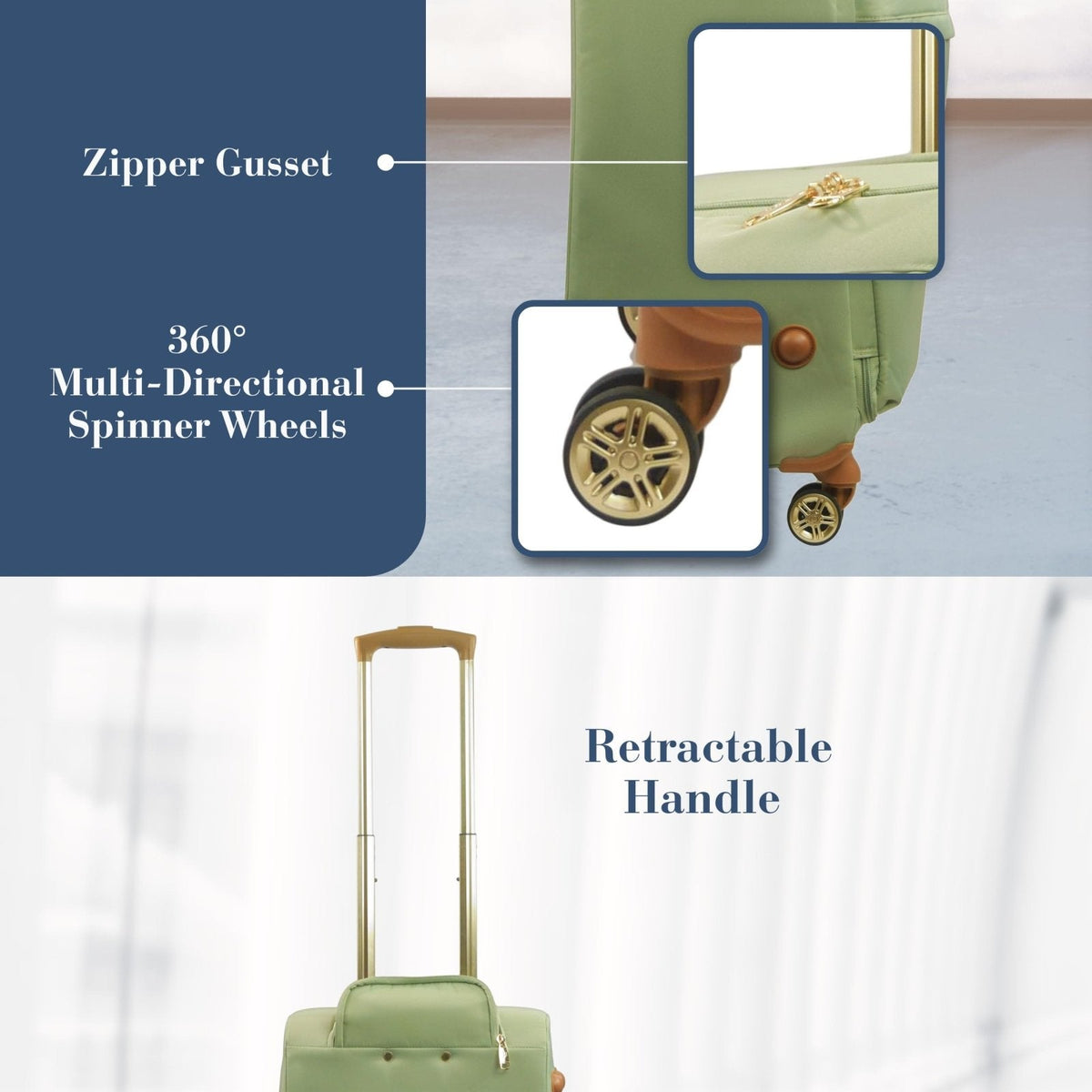 Tommy Bahama 22 Inch Rolling Luggage, Soft Sided Suitcase with Spinner Wheels, Sage