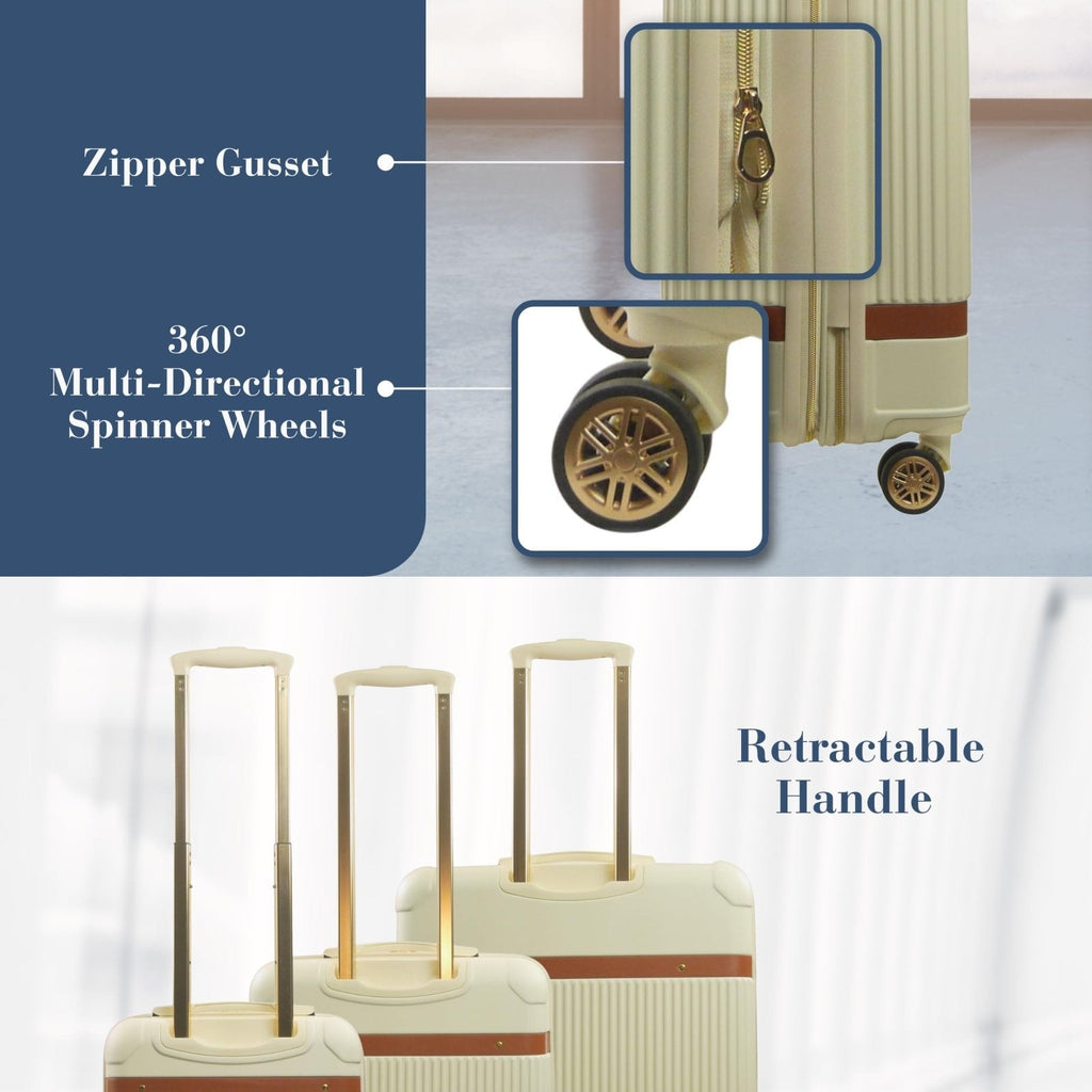Tommy Bahama 3 - Piece Rolling Luggage Set, Hard - Sided Suitcases with Spinner Wheels, Cream