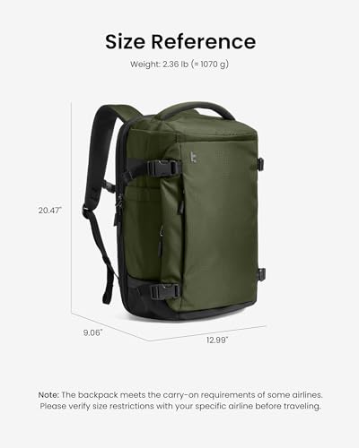 tomtoc Travel Backpack 40L, TSA Friendly Flight Approved Carry - on Luggage Hand Water - resistant Lightweight Business Rucksack, Durable Large Weekender Bag Daypack Fits 17.3 Inch Laptop