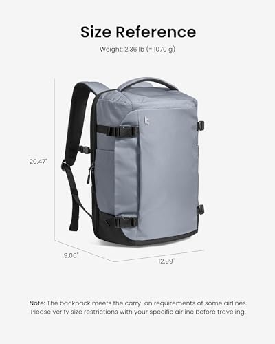 tomtoc Travel Backpack 40L, TSA Friendly Flight Approved Carry - on Luggage Hand Water - resistant Lightweight Business Rucksack, Durable Large Weekender Bag Daypack Fits 17.3 Inch Laptop