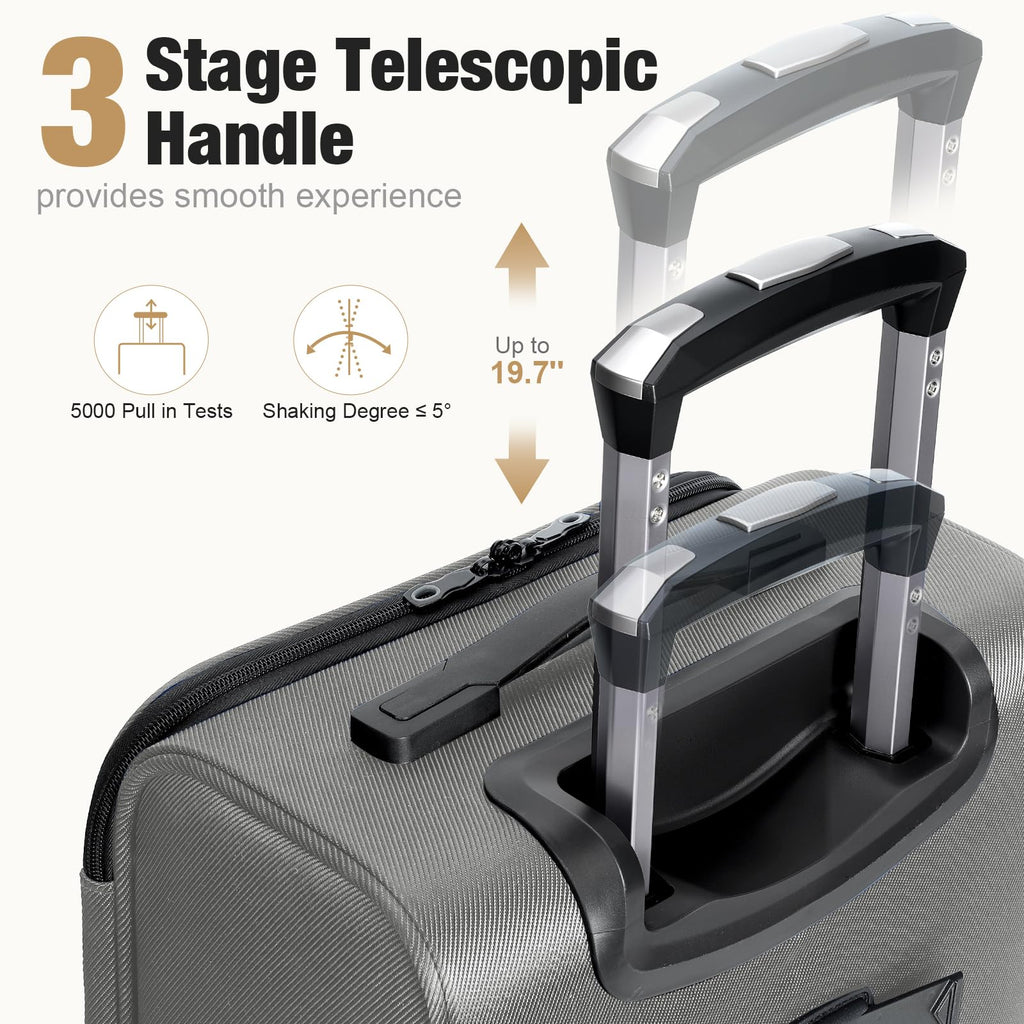 Tonyeee Softside Carry on Luggage Airline Approved, 17 Inch Underseat Carry - on Luggage with Removable Spinner Wheels, Small Personal Item Suitcase for Travel Business, (Grey, 17 inch_Underseat)