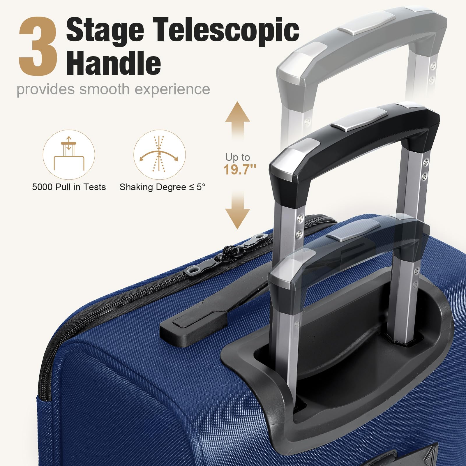 Tonyeee Softside Carry on Luggage Airline Approved, 17 Inch Underseat Carry - on Luggage with Removable Spinner Wheels, Small Personal Item Suitcase for Travel Business (Blue, 17 inch_Underseat)